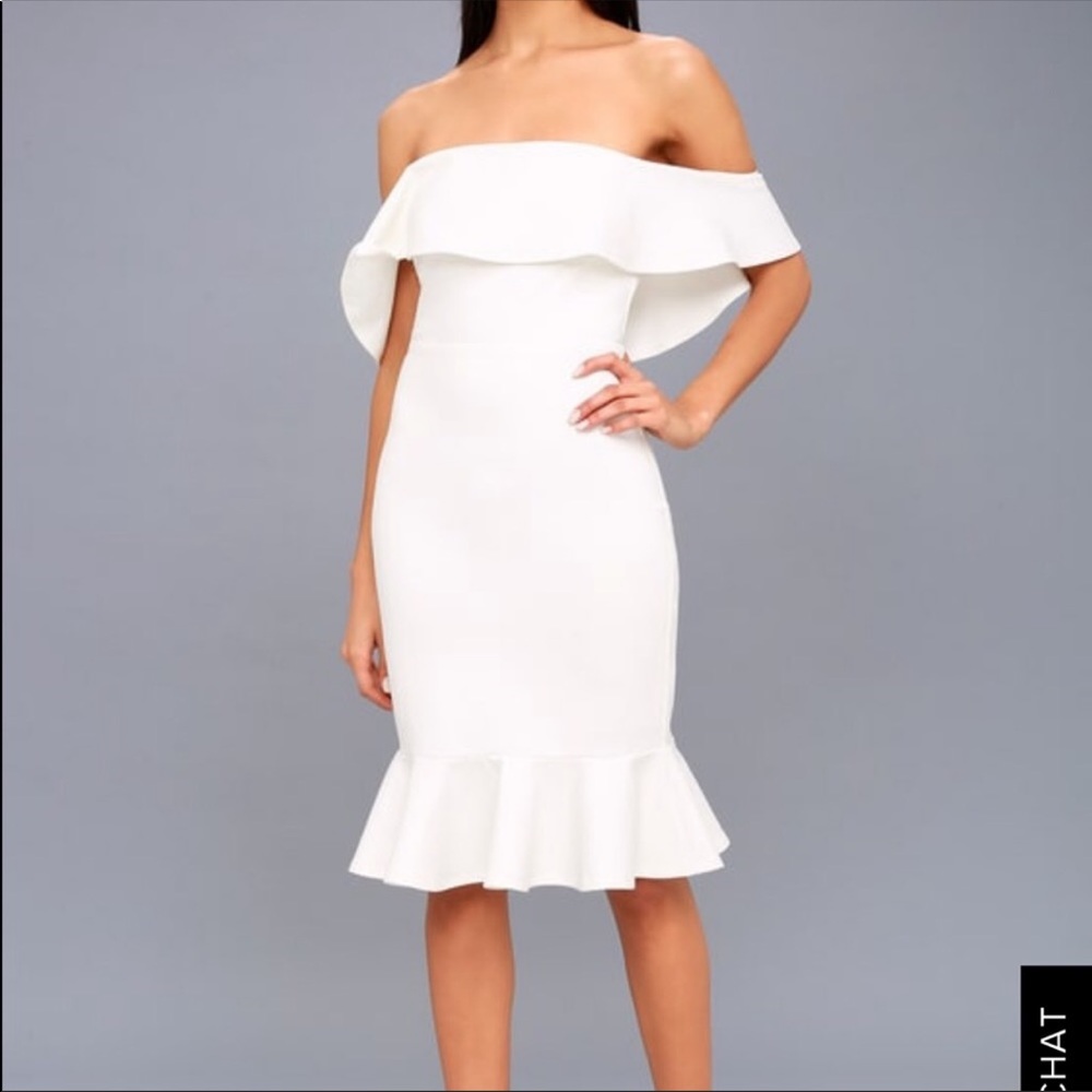 NWT Lulu’s Confidence Boost white ruffle dress